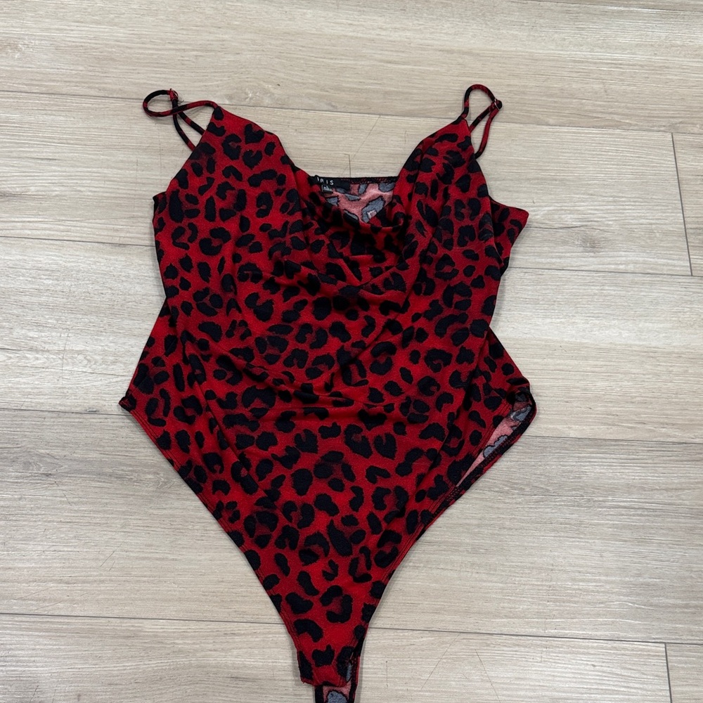 Red Leopard Print Bodysuit